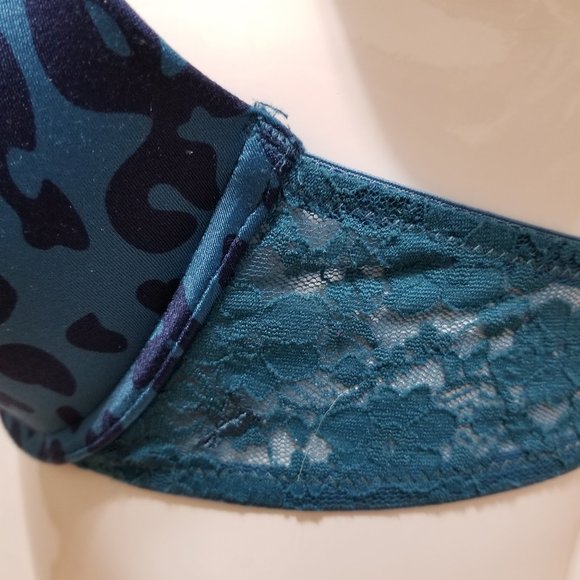 Aerie bra 34C push-up leopard cheetah animal print unlined floral lace wings - Picture 10 of 15
